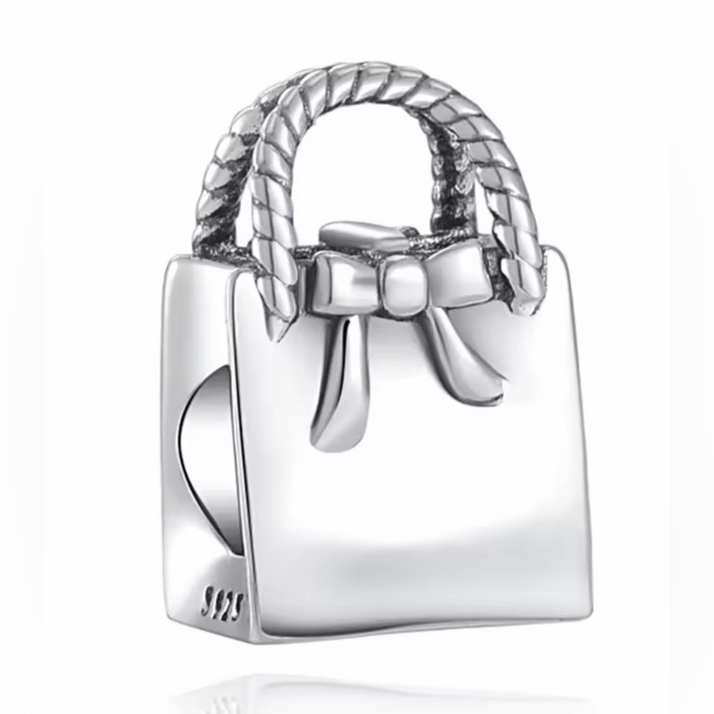Silver Handbag Charm With Bow